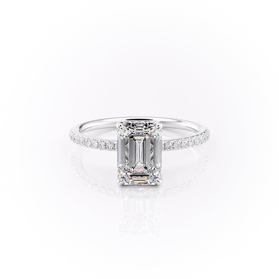 The Pave Sandra Set With A 2 Carat Emerald Moissanite
