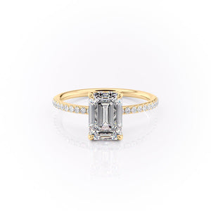 The Pave Sandra Set With A 1.5 Carat Emerald Moissanite