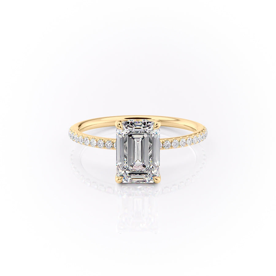 The Pave Sandra Set With A 2.5 Carat Emerald Lab Diamond
