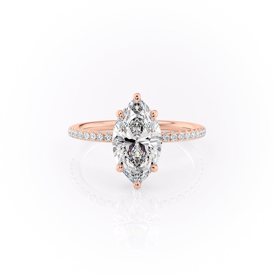The Pave Sandra Set With A 1 Carat Marquise Lab Diamond