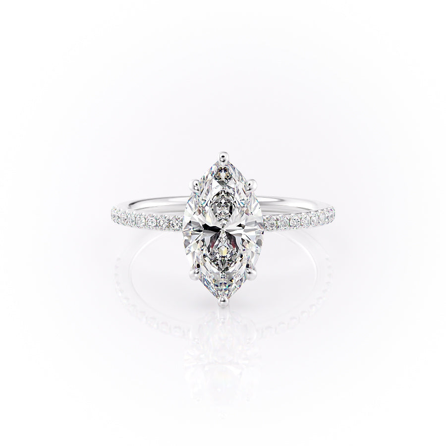 The Pave Sandra Set With A 3 Carat Marquise Lab Diamond