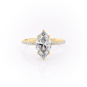 The Pave Sandra Set With A 1 Carat Marquise Lab Diamond