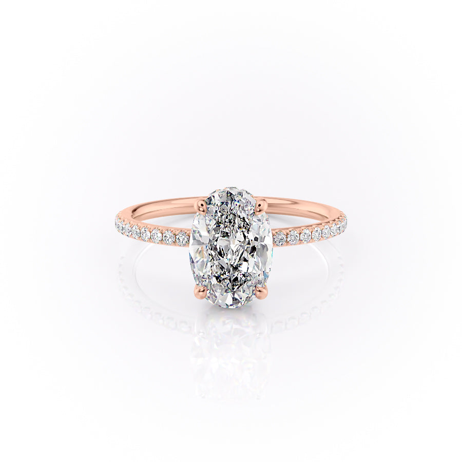 The Pave Sandra Set With A 1 Carat Oval Lab Diamond