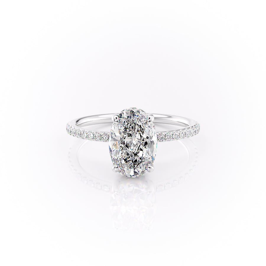 The Pave Sandra Set With A 1 Carat Oval Lab Diamond