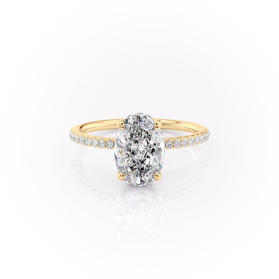 The Pave Sandra Set With A 3.5 Carat Oval Moissanite