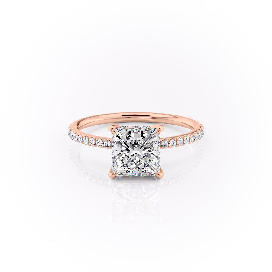 The Pave Sandra Set With A 1.5 Carat Princess Moissanite