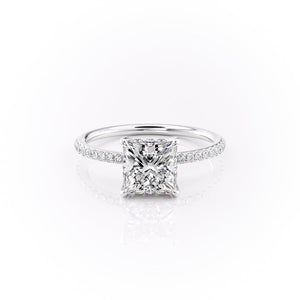 The Pave Sandra Set With A 2.5 Carat Princess Moissanite