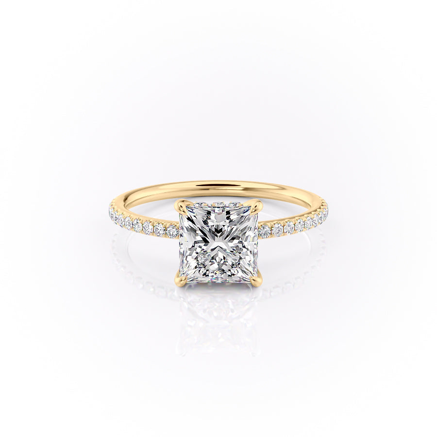 The Pave Sandra Set With A 3 Carat Princess Moissanite
