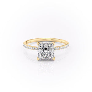 The Pave Sandra Set With A 2.5 Carat Princess Moissanite