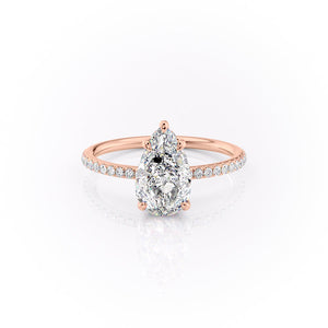 The Pave Sandra Set With A 1 Carat Pear Lab Diamond