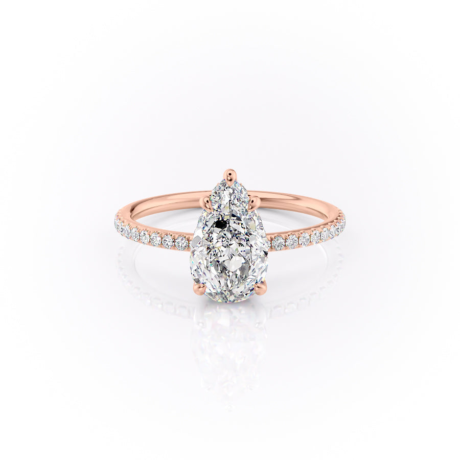The Pave Sandra Set With A 1.5 Carat Pear Lab Diamond