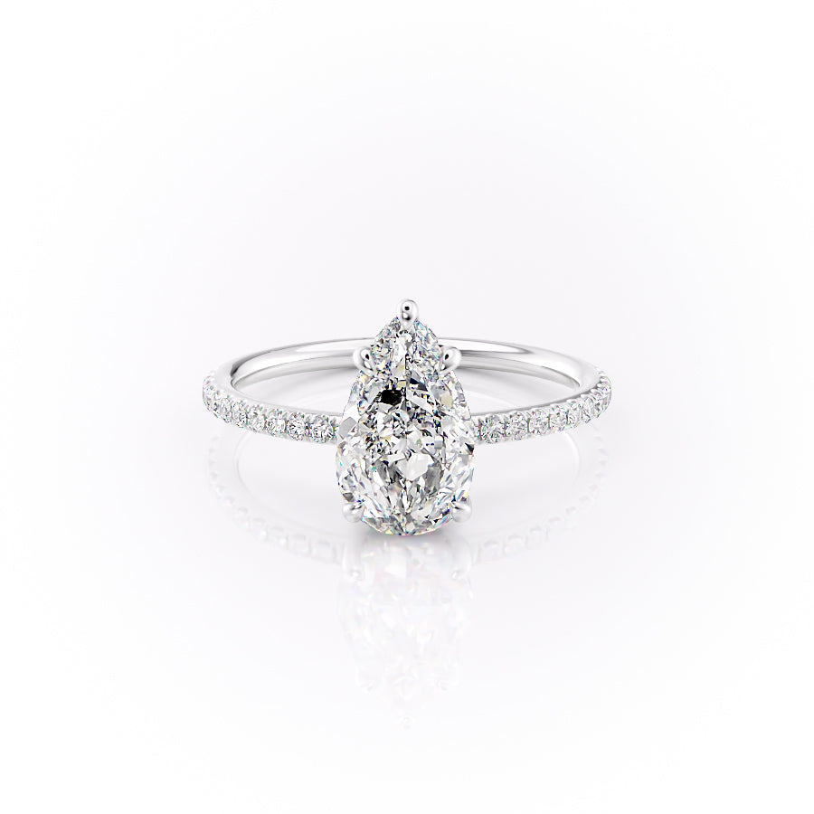The Pave Sandra Set With A 1 Carat Pear Lab Diamond