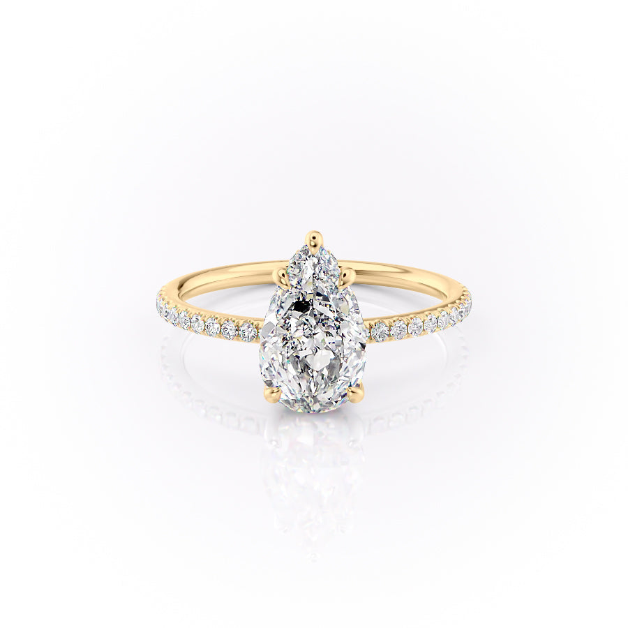 The Pave Sandra Set With A 2.5 Carat Pear Lab Diamond