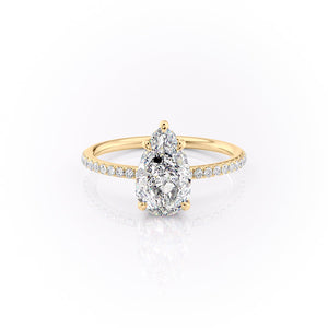 The Pave Sandra Set With A 2 Carat Pear Lab Diamond