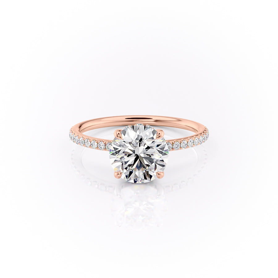 The Pave Sandra Set With A 4.5 Carat Round Moissanite