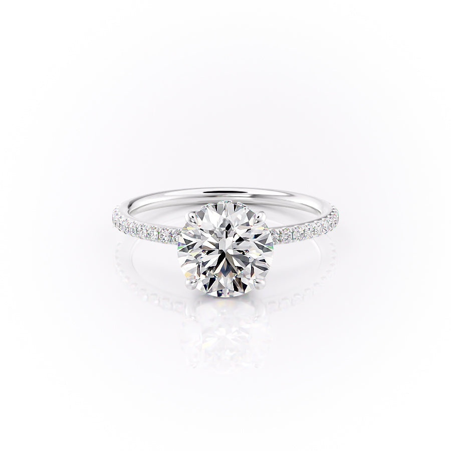 The Pave Sandra Set With A 3.5 Carat Round Moissanite