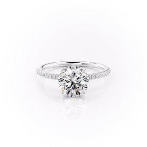 The Pave Sandra Set With A 3.5 Carat Round Moissanite