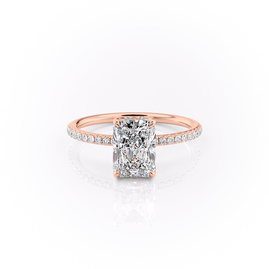 The Pave Sandra Set With A 1.5 Carat Radiant Lab Diamond