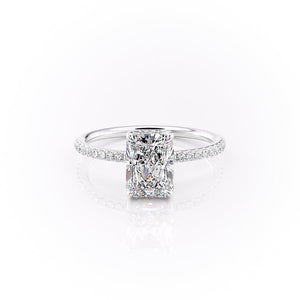 The Pave Sandra Set With A 1.5 Carat Radiant Moissanite