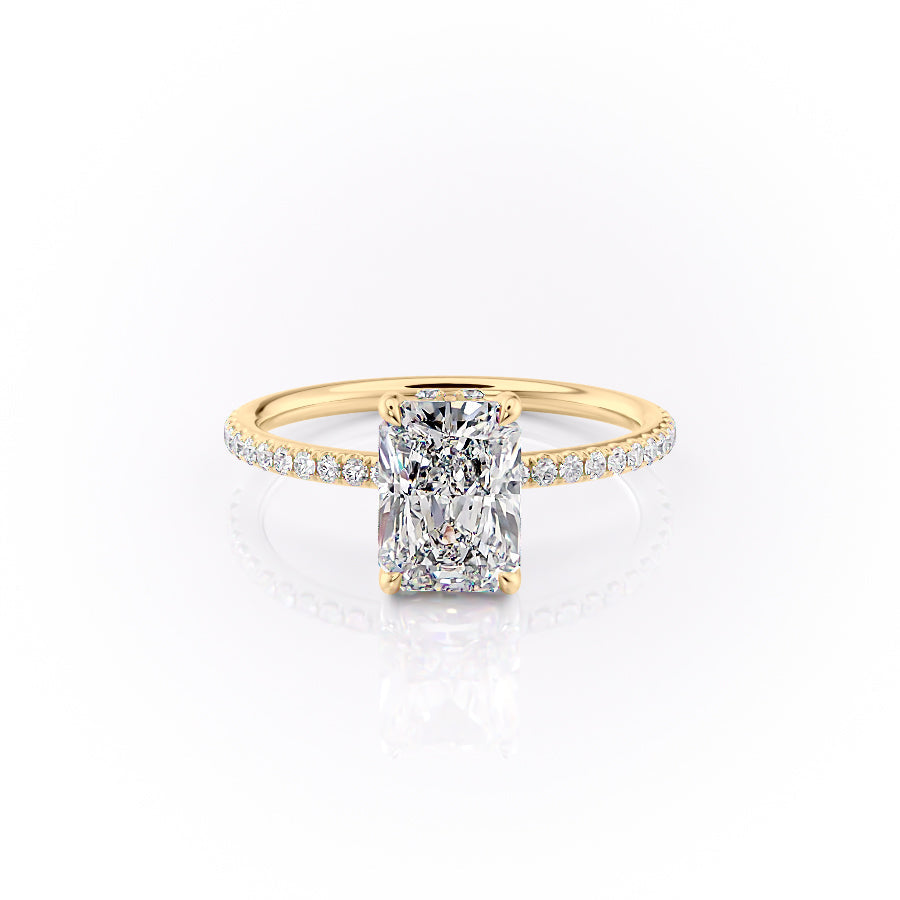 The Pave Sandra Set With A 2.5 Carat Radiant Lab Diamond