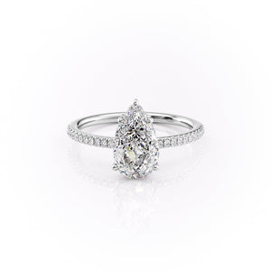 The Pave Margot Set With A 2.5 Carat Pear Moissanite