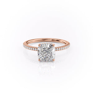 The Pave Margot Set With A 3.5 Carat Cushion Moissanite