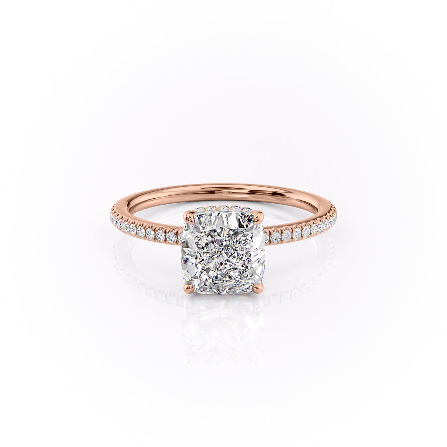 The Pave Margot Set With A 1.5 Carat Cushion Lab Diamond