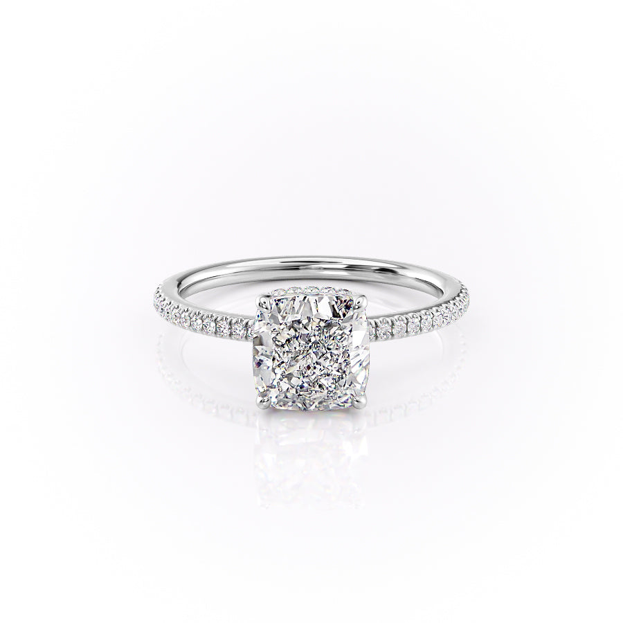The Pave Margot Set With A 3.5 Carat Cushion Moissanite