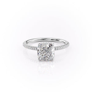 The Pave Margot Set With A 3.5 Carat Cushion Moissanite