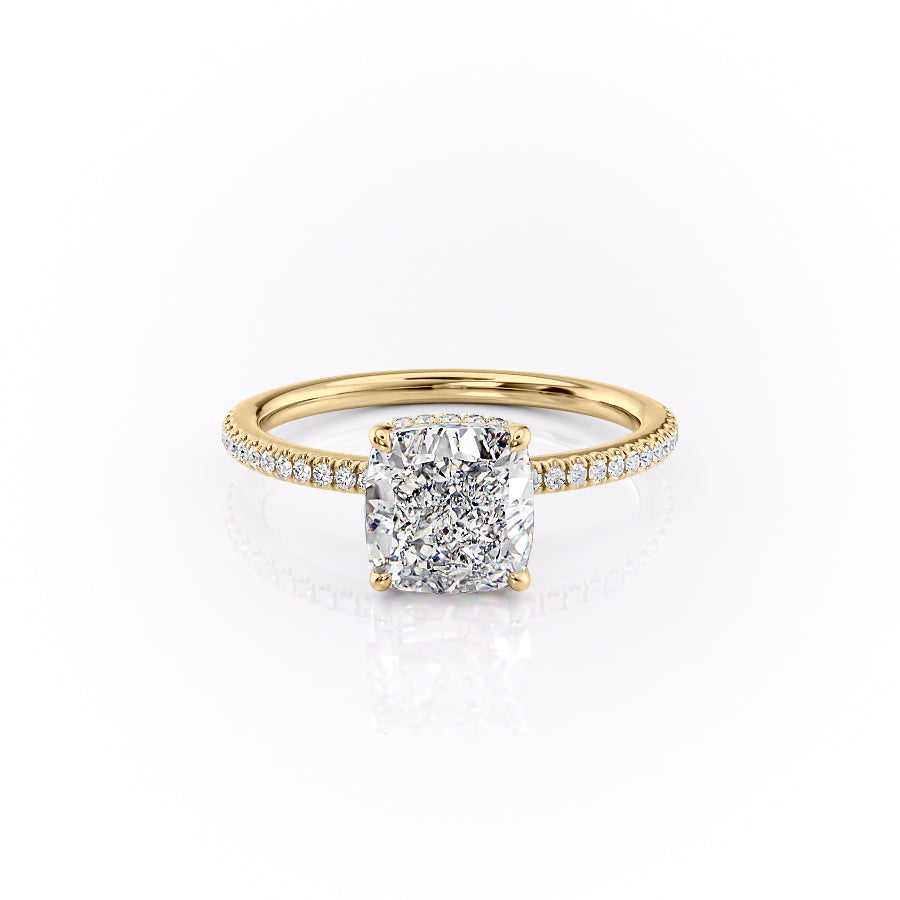 The Pave Margot Set With A 2.5 Carat Cushion Lab Diamond