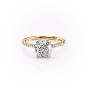 The Pave Margot Set With A 2.5 Carat Cushion Lab Diamond