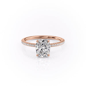 The Pave Margot Set With A 2.5 Carat Elongated Cushion Moissanite