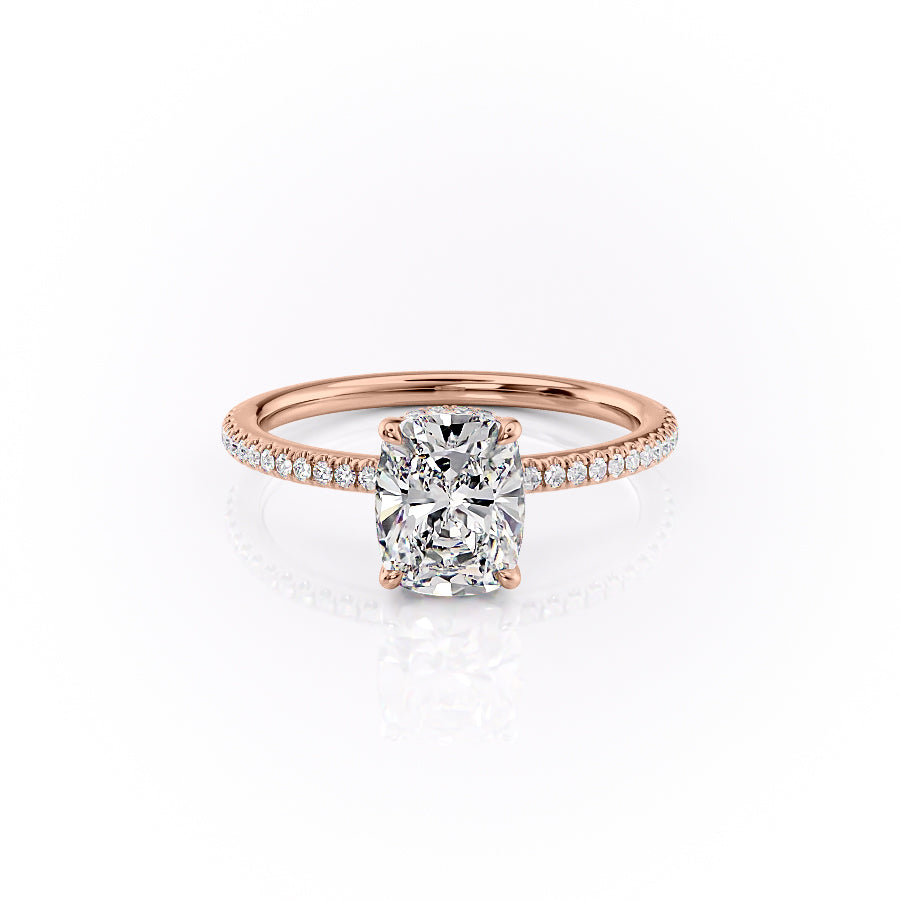 The Pave Margot Set With A 1 Carat Elongated Cushion Lab Diamond