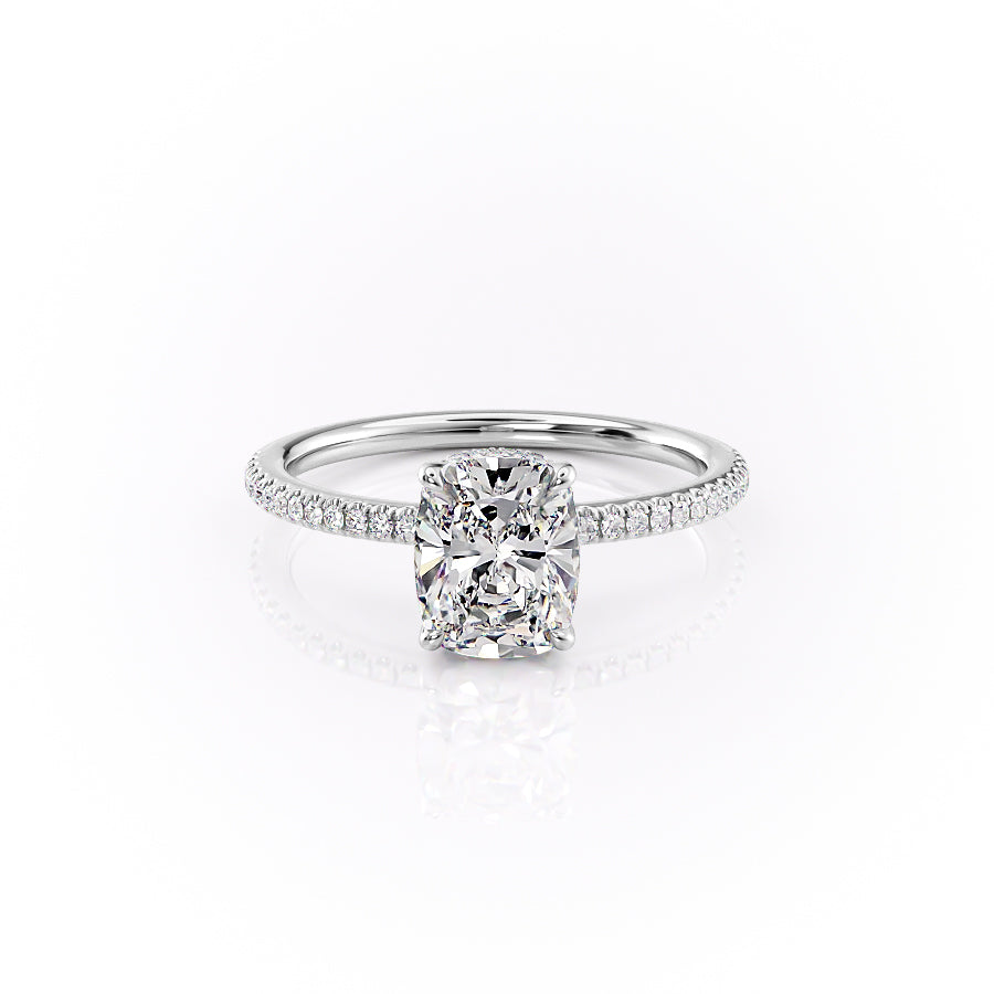 The Pave Margot Set With A 3 Carat Elongated Cushion Lab Diamond
