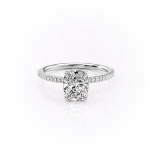 The Pave Margot Set With A 1.5 Carat Elongated Cushion Lab Diamond