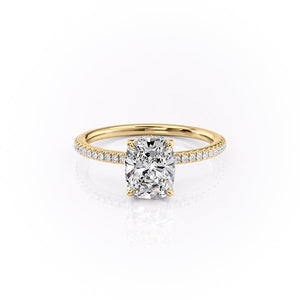 The Pave Margot Set With A 1.5 Carat Elongated Cushion Lab Diamond