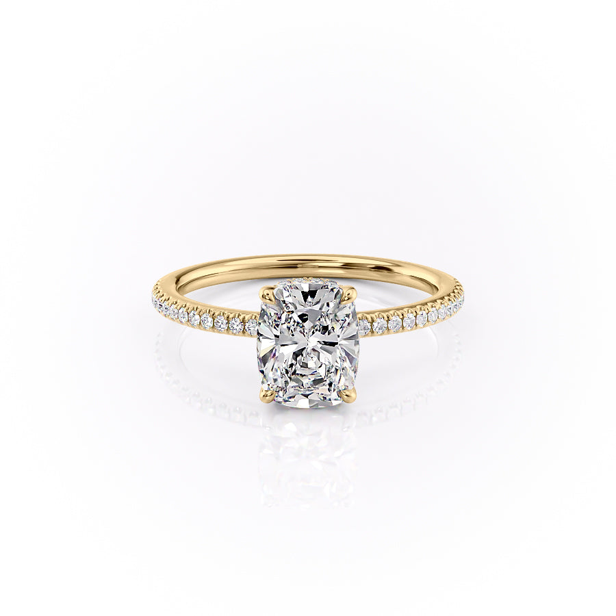 The Pave Margot Set With A 3 Carat Elongated Cushion Lab Diamond
