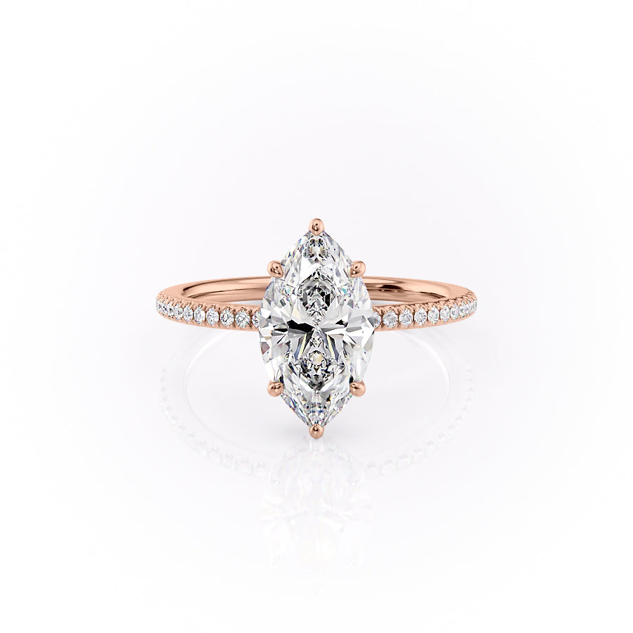 The Pave Margot Set With A 1 Carat Marquise Lab Diamond