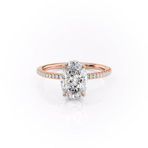 The Pave Margot Set With A 1.5 Carat Oval Moissanite