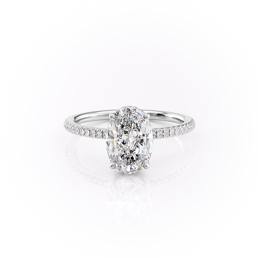 The Pave Margot Set With A 1.5 Carat Oval Lab Diamond