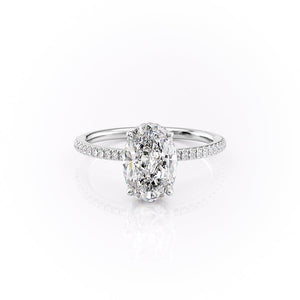 The Pave Margot Set With A 2.5 Carat Oval Lab Diamond