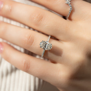 The Pave Margot Set With A 2.5 Carat Oval Lab Diamond