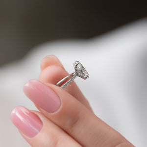The Pave Margot Set With A 2.5 Carat Oval Lab Diamond