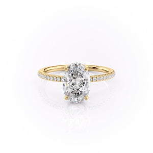 The Pave Margot Set With A 3.5 Carat Oval Moissanite