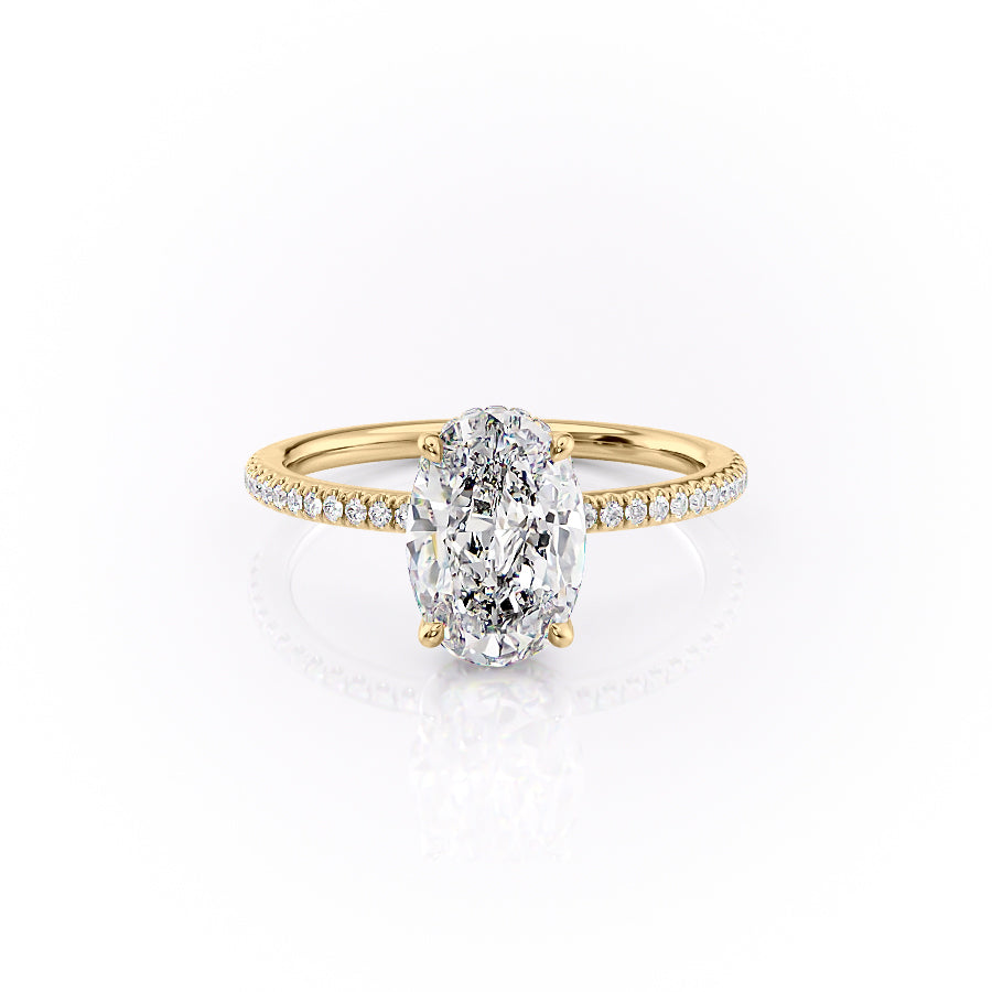 The Pave Margot Set With A 1.5 Carat Oval Moissanite
