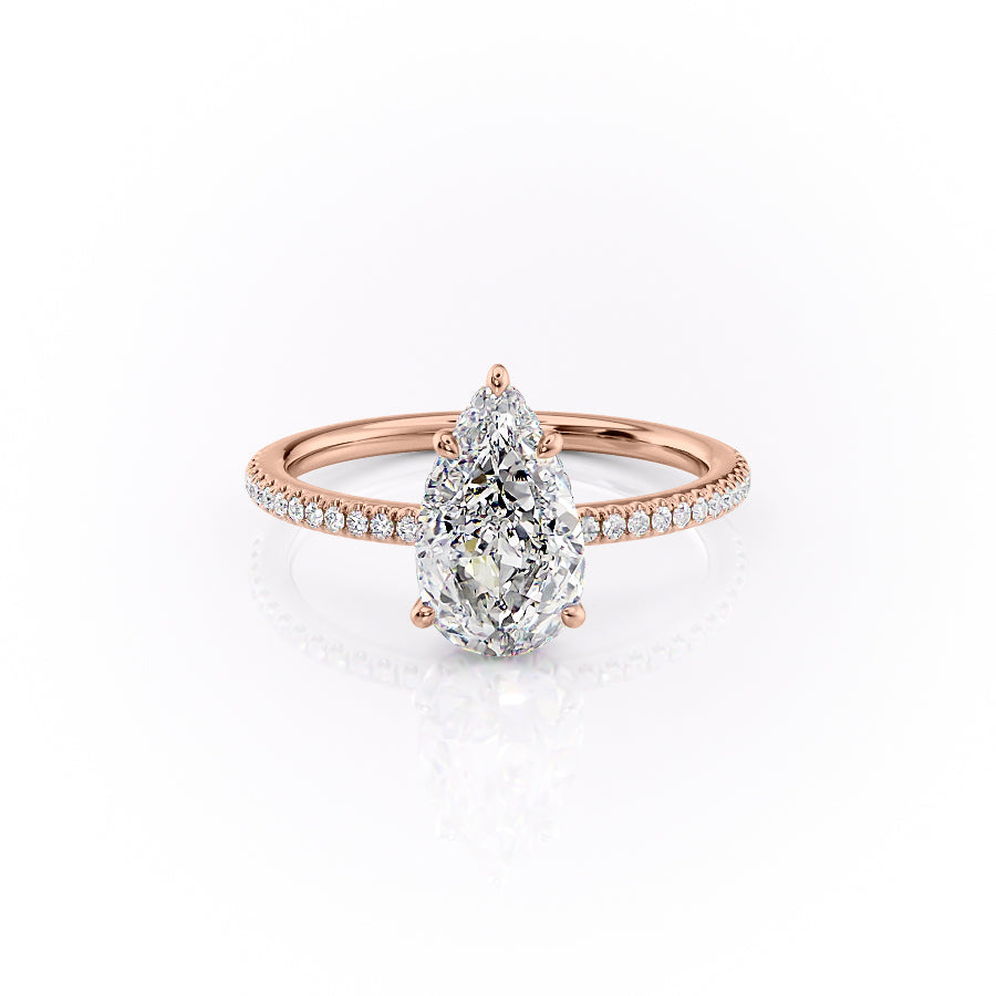 The Pave Margot Set With A 3 Carat Pear Lab Diamond