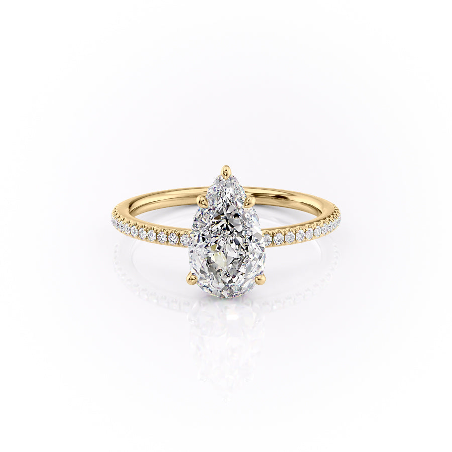 The Pave Margot Set With A 2.5 Carat Pear Lab Diamond