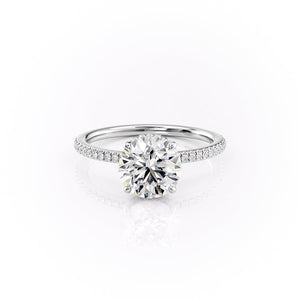 The Pave Margot Set With A 3.5 Carat Round Moissanite