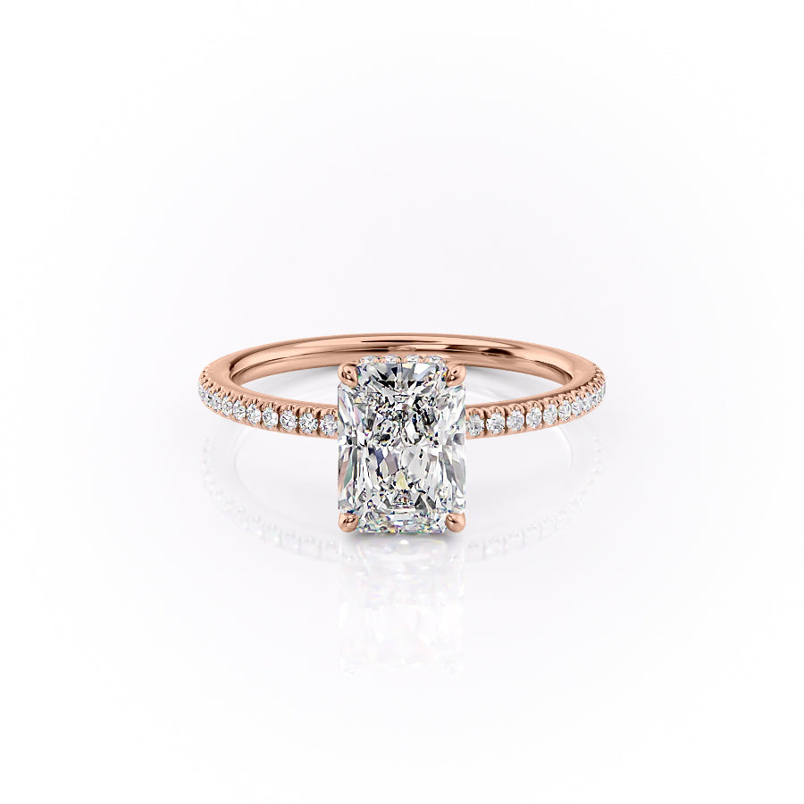 The Pave Margot Set With A 2.5 Carat Radiant Moissanite