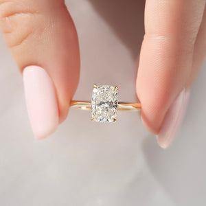 The Katelyn Set With A 2.5 Carat Elongated Cushion Lab Diamond